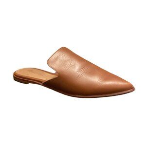 Madewell Leather Pointed Toe Mules | Tan Slip-On Flats | Minimalist